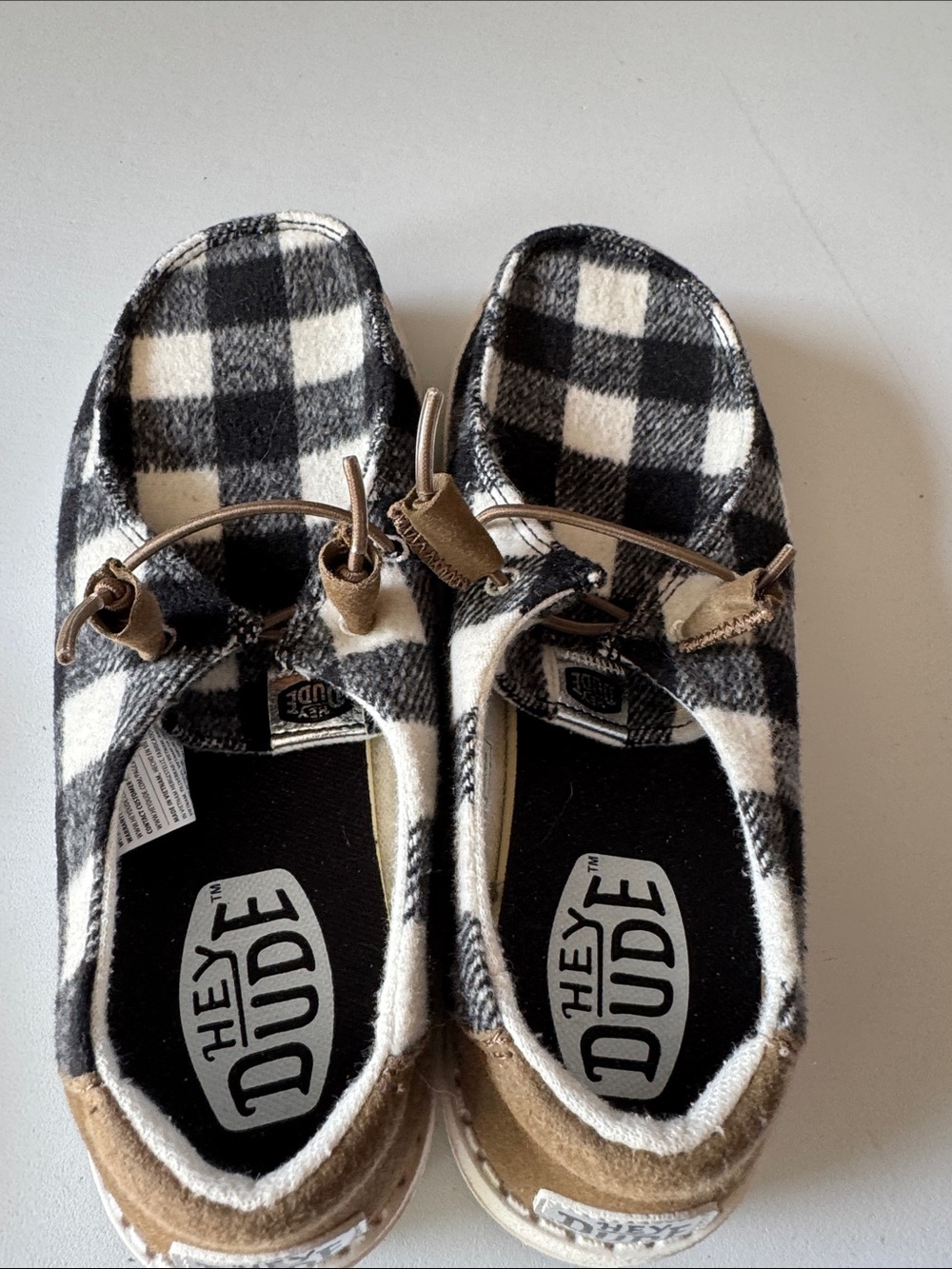 Hey Dude Kids Slip-On Shoes in Black & White Plaid